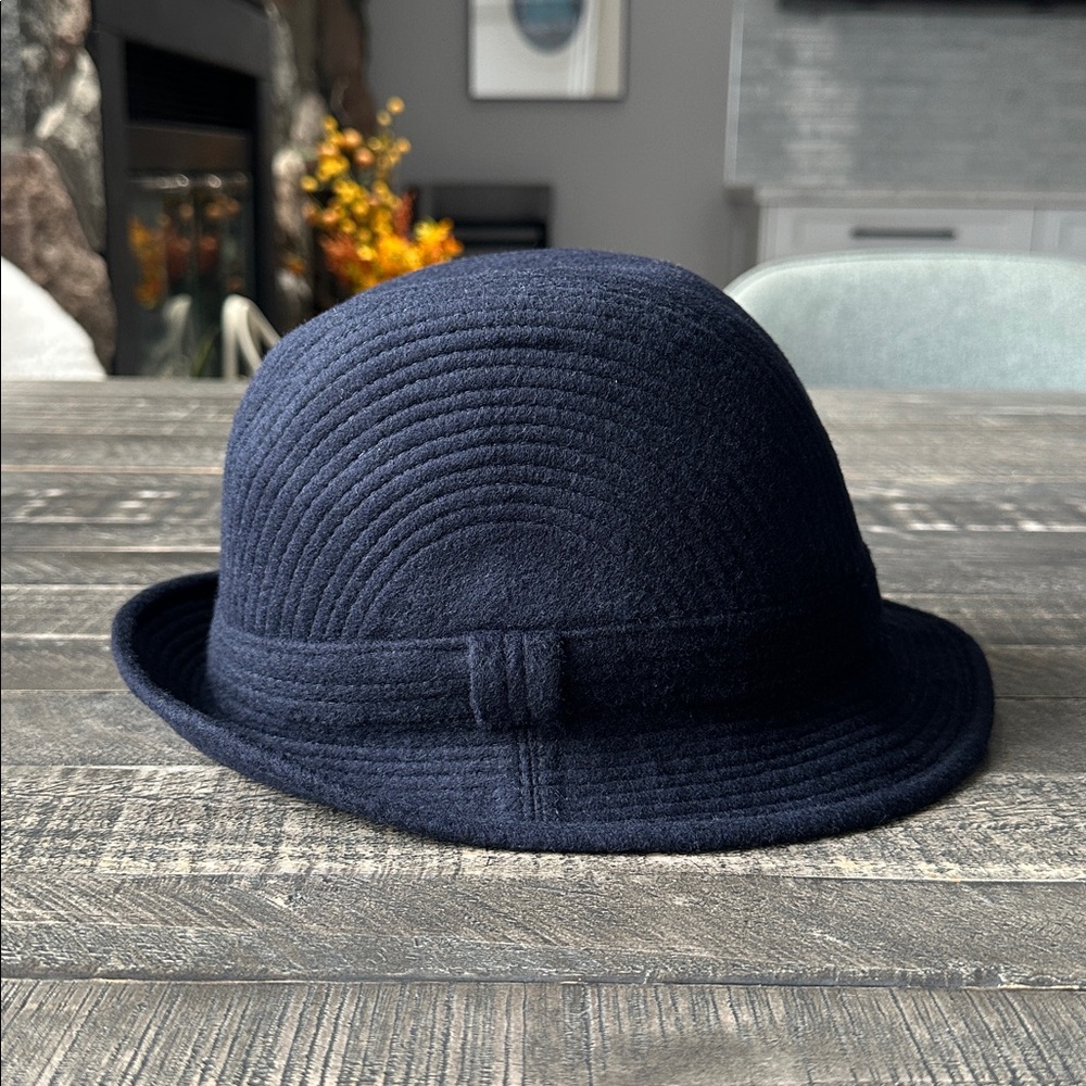 Vintage Borsalino Navy Wool Felt Cloche Hat